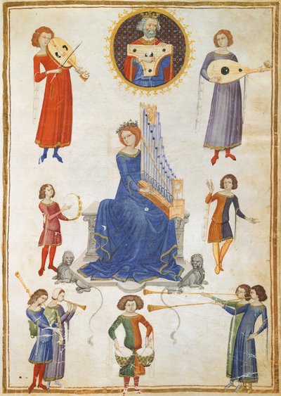 Allegory of Music, Manuscript V A Folio 27 from The Music Institute by Severin Boezio by Italian School