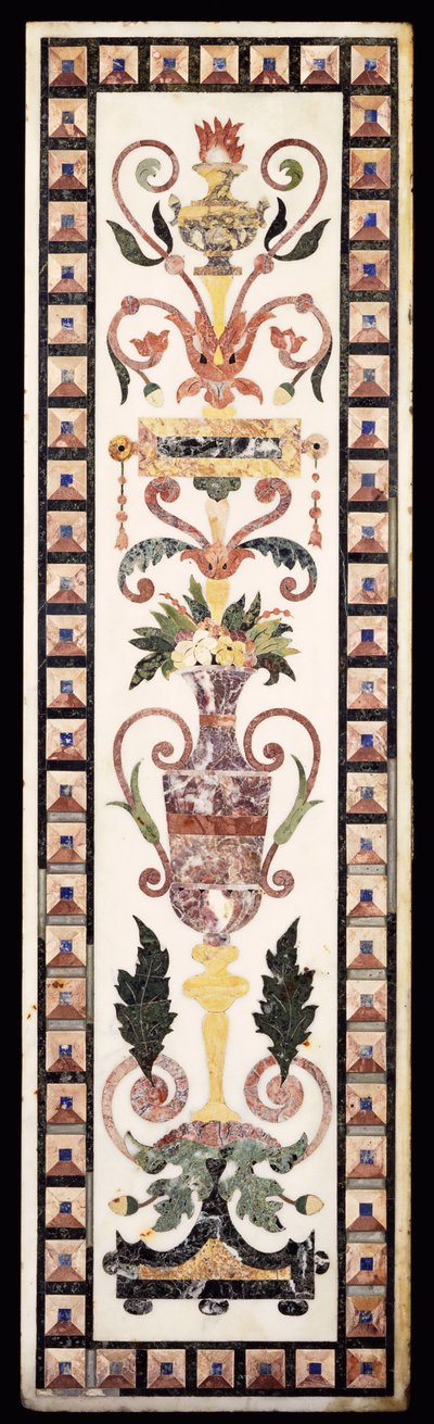 An Italian pietre dura inlaid white marble panel, Early 18th century by Italian School