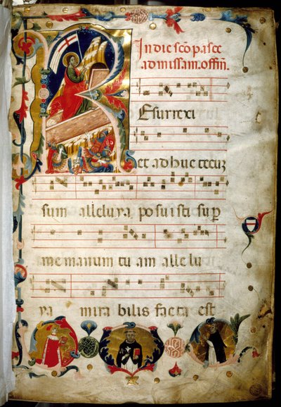 Antiphonary (manuscript of sacred music) with portrait of Doge Marino Zorzi at the bottom left by Italian School