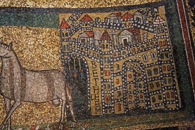 Apse detail, Bethlehem and sheep (detail) by Italian School