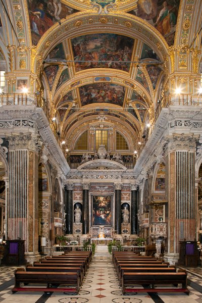 Baroque Art: Interior view of the Jesuite Church of the Holy Name of Jesus (chiesa del Gesu) in Rome by Italian School