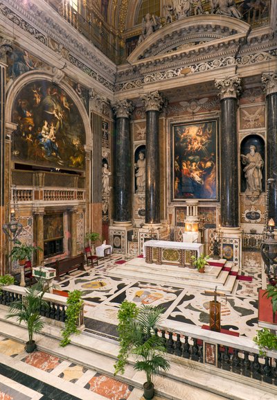 Baroque Art: Interior view of the Jesuit Church of the Holy Name of Jesus in Rome by Italian School