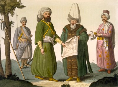 Bascia (Military Commander) a Bascia in Battle Dress, Body Guard of the Bascia and Page, plate 18 from Part III, Volume I of The History of the Nations, engraved by D.K. Bonatti by Italian School