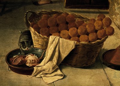 Basket of bread (detail) by Italian School