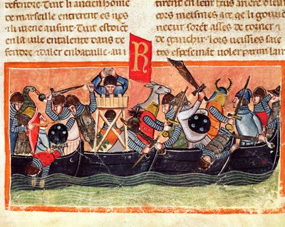 Battle between Romans and Gauls, from Le Vite di Dodici Cesari by Gaius Suetonius Tranquillus (c.75-150) by Italian School