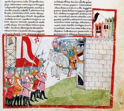 Battle of Montaperti, miniature by Pacino di Buonaguida from Nuova Cronica, by Giovanni Villani by Italian School