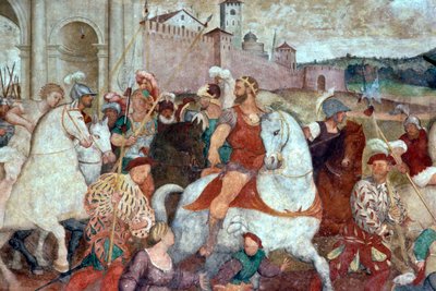 Battle Scene Outside the City Walls by Italian School