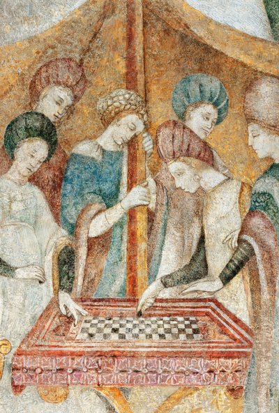 Bicocca degli Arcimboldi: 15th century fresco, detail of the game of checkers (detail) by Italian School