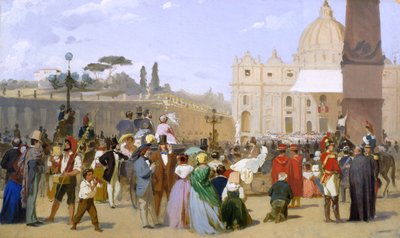 Blessing of Pius IX from the balcony of St. Peters, c.1846-78 by Italian School