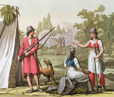 Captain John Rackham (d.1720) Anne Bonney (d.1720) and Mary Read (d.1720) in the Antilles, c.1820 by Italian School