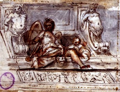 Ceiling Design with the Muse of Music by Italian School