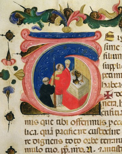 Celebration of the Eucharist, from a Mariegola of the lay guild of St. Jerome, c.1400 by Italian School
