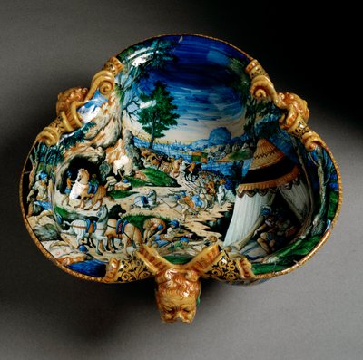 Ceramic Cup in the Shape of a Trefoil Decorated with the Representation of Hannibal During the Crossing of the Alps by Italian School