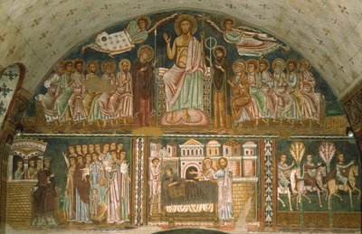 Christ enthroned between the Virgin, John the Baptist, the Apostles and two Angels by Italian School