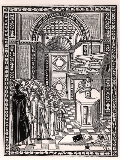 Church choir, illustration from Practica Musicae by Franchino Gaffurio, published in Venice 1512 by Italian School