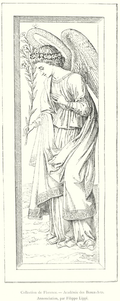 Collection of Florence, Academy of Fine Arts, Annunciation, by Filippo Lippi (engraving) by Italian School