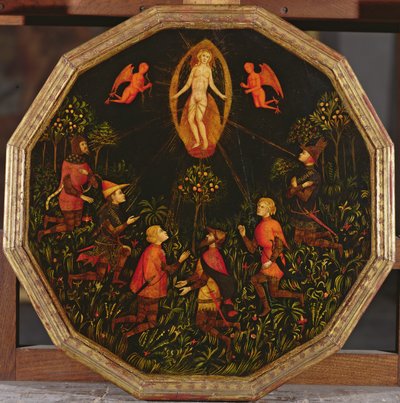 Confinement Tray Depicting the Triumph of Venus Venerated by Six Legendary Lovers: Achilles, Tristan, Lancelot, Samson, Paris and Troilus by Italian School