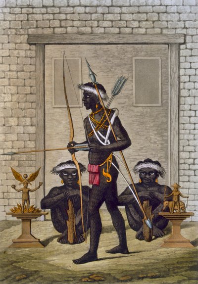 Congo Tribesmen and Fetish Figures Guard the Palace of the Saba or Sovereign, c.1820s-30s by Italian School
