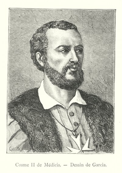 Cosimo II de Medicis, Drawing by Garcia (engraving) by Italian School