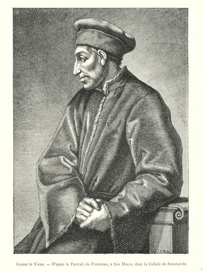 Cosimo the Elder, After the Portrait by Pontormo, at San Marco, in the Cell of Savonarola (engraving) by Italian School