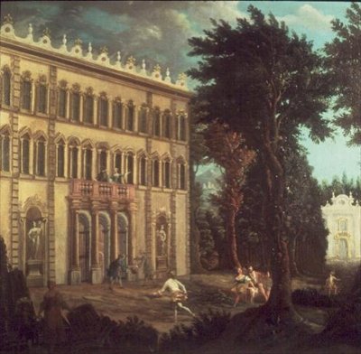 Country House with Elegant Figures by Italian School