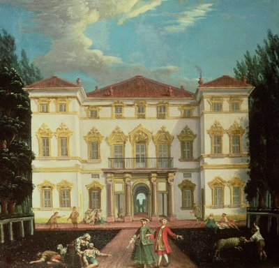 Country House with Elegant Figures by Italian School