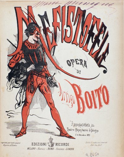 Cover of musical score of Mefistofele opera by Italian School
