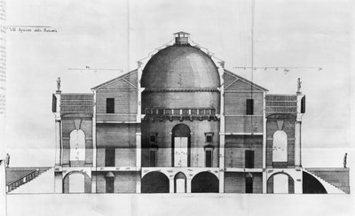 Cross-section of the Villa Rotonda near Vicenza, designed by Andrea Palladio by Italian School