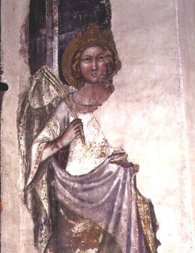 Crowned figure holding a palm frond, possibly an angel by Italian School