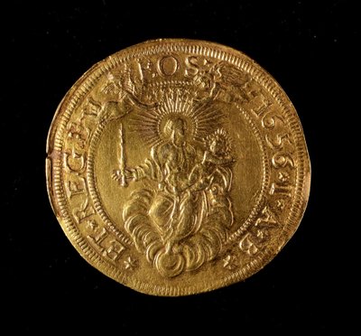 Currency of the Republic of Genoa: 12.5 Gold Doppie Coin. 1656. Back. Genoa Musei di Strada Nuova by Italian School