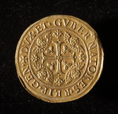 Currency of the Republic of Genoa: 12.5 gold doppie coin. Diam. 61 mm. 1656. Front. Genoa Musei di Strada Nuova by Italian School