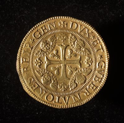 Currency of the Republic of Genoa: 12.5 Gold Doppie Coin. Diam. 61 mm. 1656. Front. Genoa, Musei di Strada Nuova (inv. 6456) by Italian School