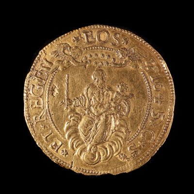 Currency of the Republic of Genoa: 20 gold doppie. 1645. (back) by Italian School