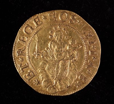 Currency of the Republic of Genoa: five gold doppie coin. Diam. 41 mm. 1652. Back. Genoa Musei di Strada Nuova by Italian School