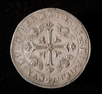 Currency of the Republic of Genoa: Six Ecus Silver Coin. 1715. Back. Genoa Musei di Strada Nuova by Italian School