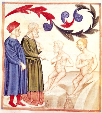 Dante, Virgil and the Plague-stricken, from The Divine Comedy by Dante Alighieri by Italian School