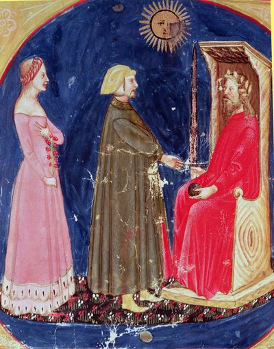 Dante and Beatrice before Justinian, from The Divine Comedy by Dante Alighieri by Italian School