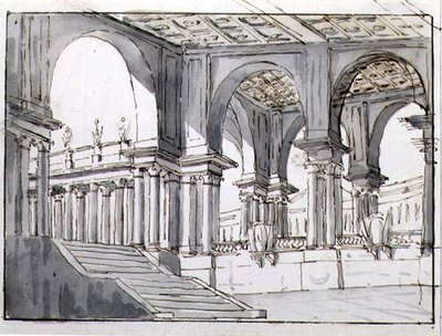 Design for a Neo-Classical Stage Set by Italian School