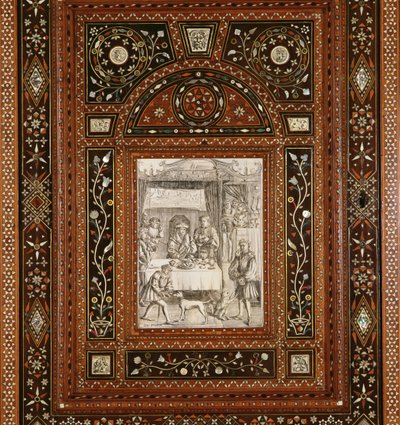 (detail) Engraving on ivory, after Memling, from a cabinet given to Mary Queen of Scots and Francis II as a wedding gift by Italian School