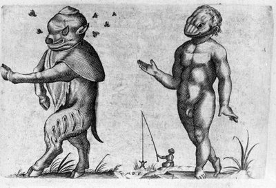 Different types of human monsters. Engraving from 