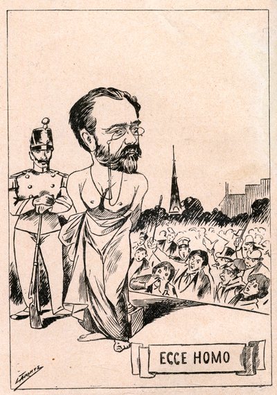 Dreyfus Case - Emile Zola - Ecce Homo - A New Christ After 1897 Years - Drawing Published in the Italian Newspaper 