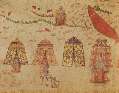 East Africa and the Red Sea with Prester John and the Legendary Kings of Africa, detail from a map of the Mediterranean Sea by Vesconte de Maggiolo, 1563 by Italian School