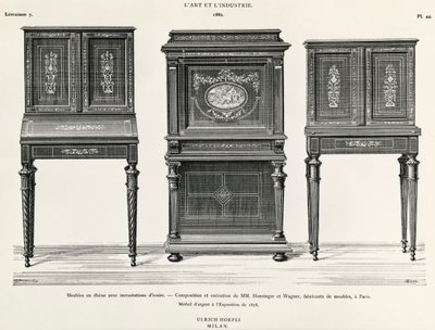 Ebony furniture by Hunsinger and Wagner, Paris, illustration from L