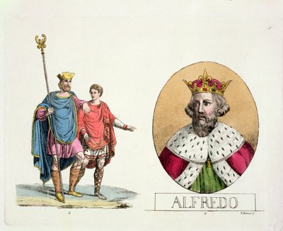 Edward the Confessor and King Alfred, plate 7 from The History of the Nations by Italian School
