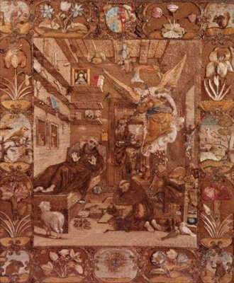 Embroidered picture of St. Francis in Ecstasy, after painting by Paolo Piazza, 1599-1622 by Italian School