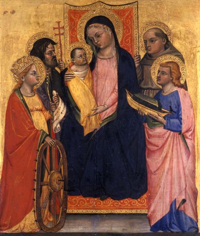 Enthroned Madonna and Child with Four Saints by Italian School