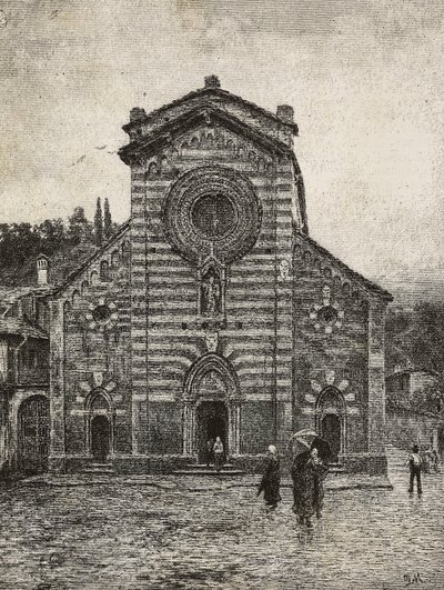 Facade of Bellano cathedral, Lake Como by Italian School