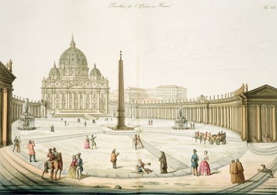Facade of St. Peters in Rome with the Piazza in front, plate 25 from Part III of The History of the Nations, engraved by G. Lago by Italian School