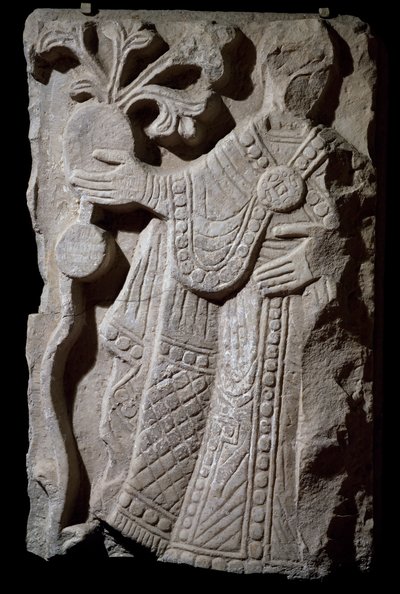 Figure of bishop, fragment from group depicting baptismal procession, marble bas-relief, Italy by Italian School