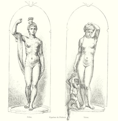 Figurines of the Pedestal, Pallas, Venus (engraving) by Italian School